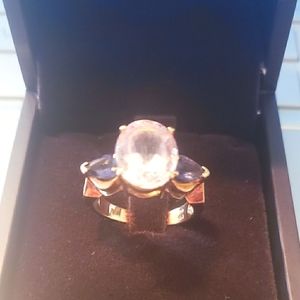 Pale pink Morganite and violet Iolite ring